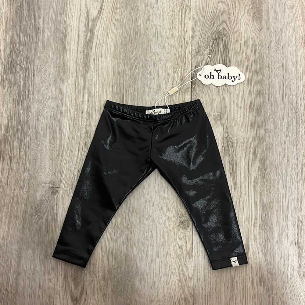 Oh Baby Black faux leather Sandy leggings NWT